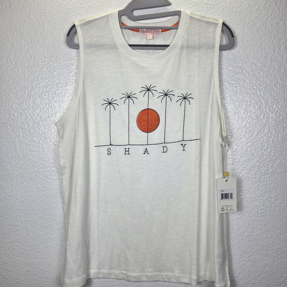 Pj Salvage Loungewear Tank Top Palm Tree Sun Graphic Women's Size L